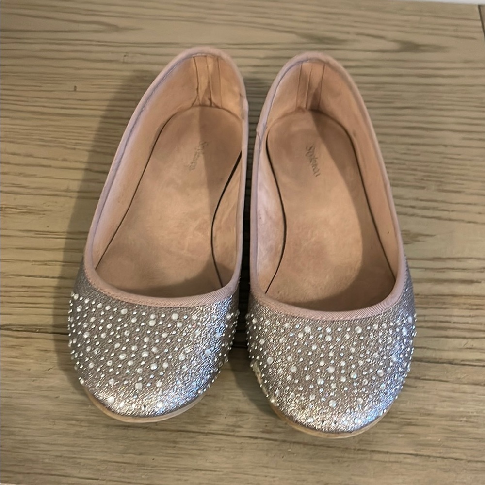 Style & Co Silver Tan Flats with Sparkling Elegance